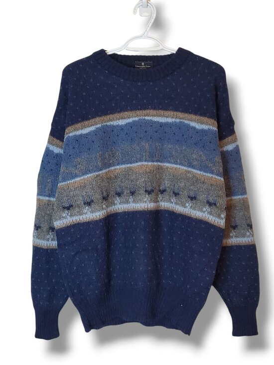 Vintage Ermenegildo Zegna Alpaca Knit Sweater Blue Size M - Picture 1 of 5